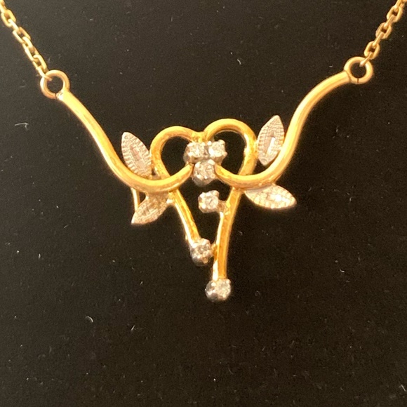 1930’s Diamond Gilt Vintage Necklace - Picture 1 of 13